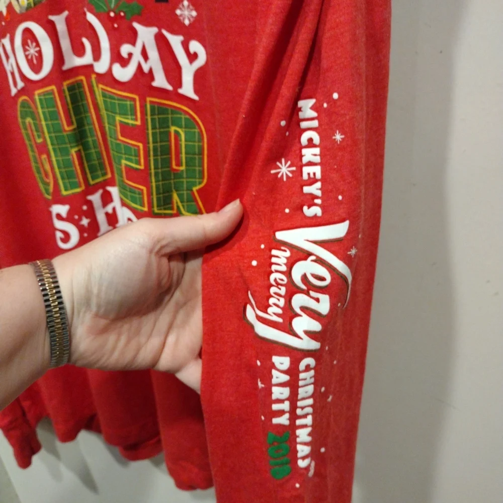 NWT Disney Parks Mickey Christmas Party Holiday Cheer 2018 Hooded Shirt Sz XXL - Picture 5 of 6